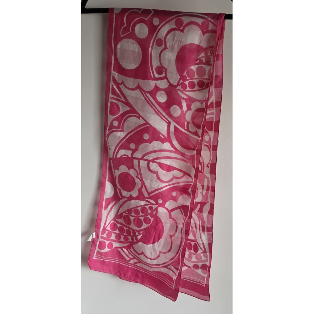 Glentex Scarf Pink White Abstract Rectangle Wrap Italy Women Shawl Stole